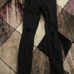Black Distressed Skinny Jeans